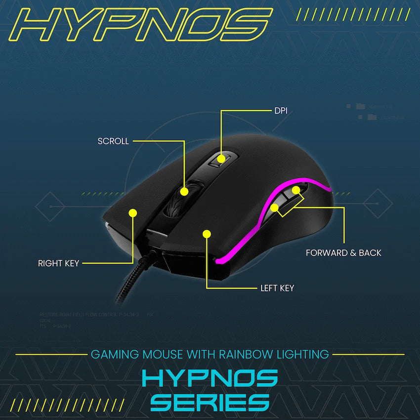 VX Gaming Hypnos Series Gaming Mouse with Rainbow Lighting - Image 3